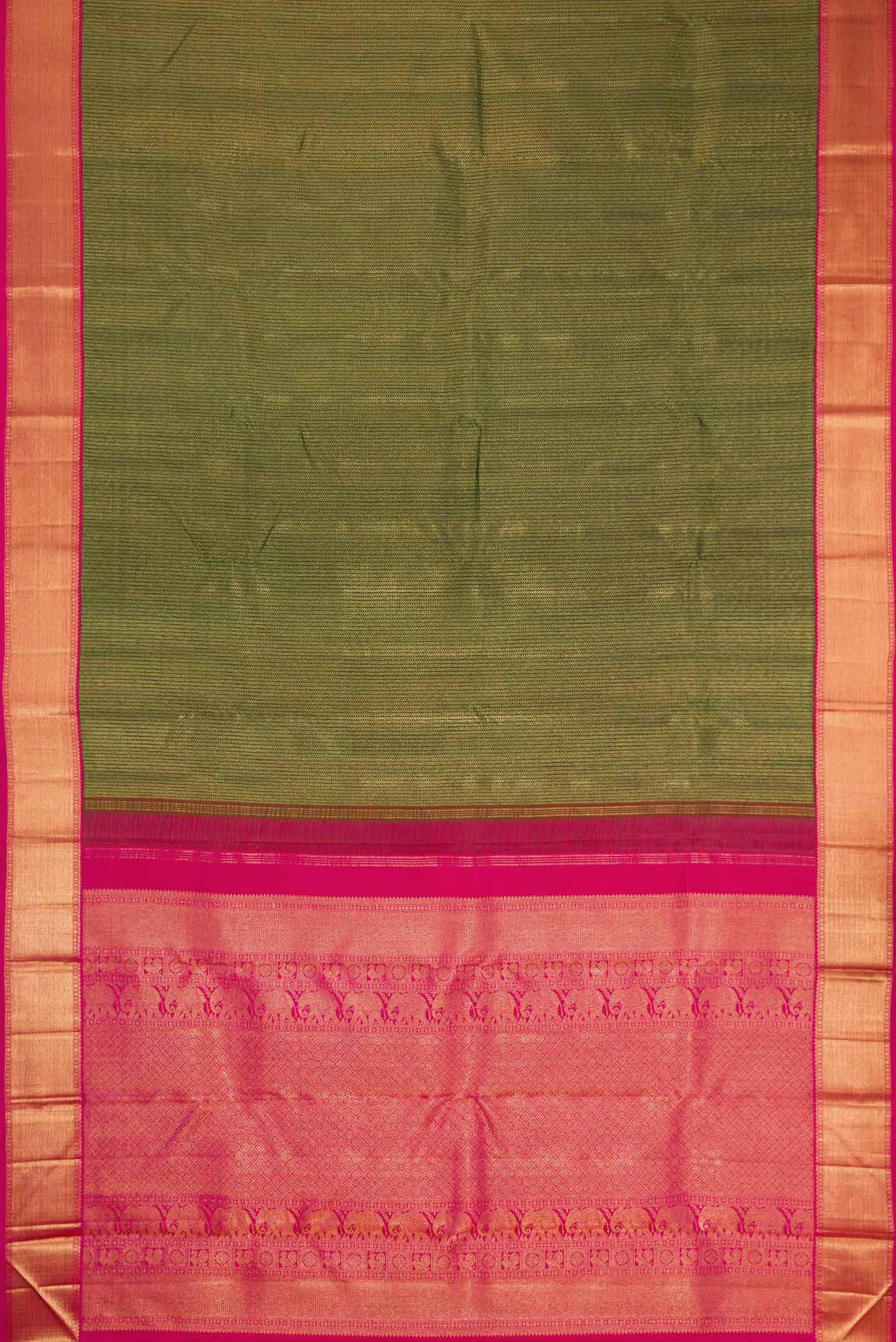 Green Dual Tone Kanchipuram Silk Saree - Image 6