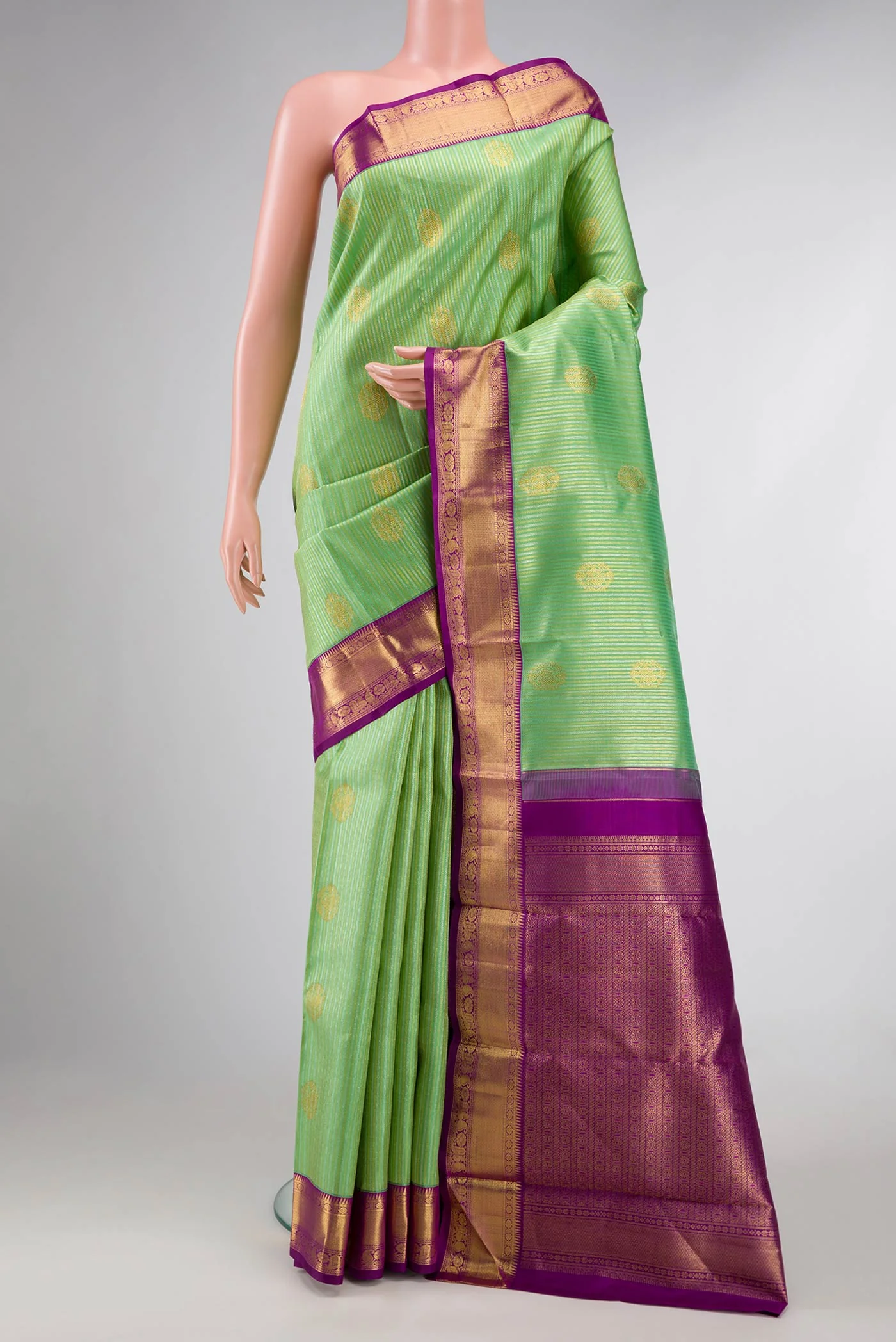 Green Dual Tone Kanchipuram Silk Saree