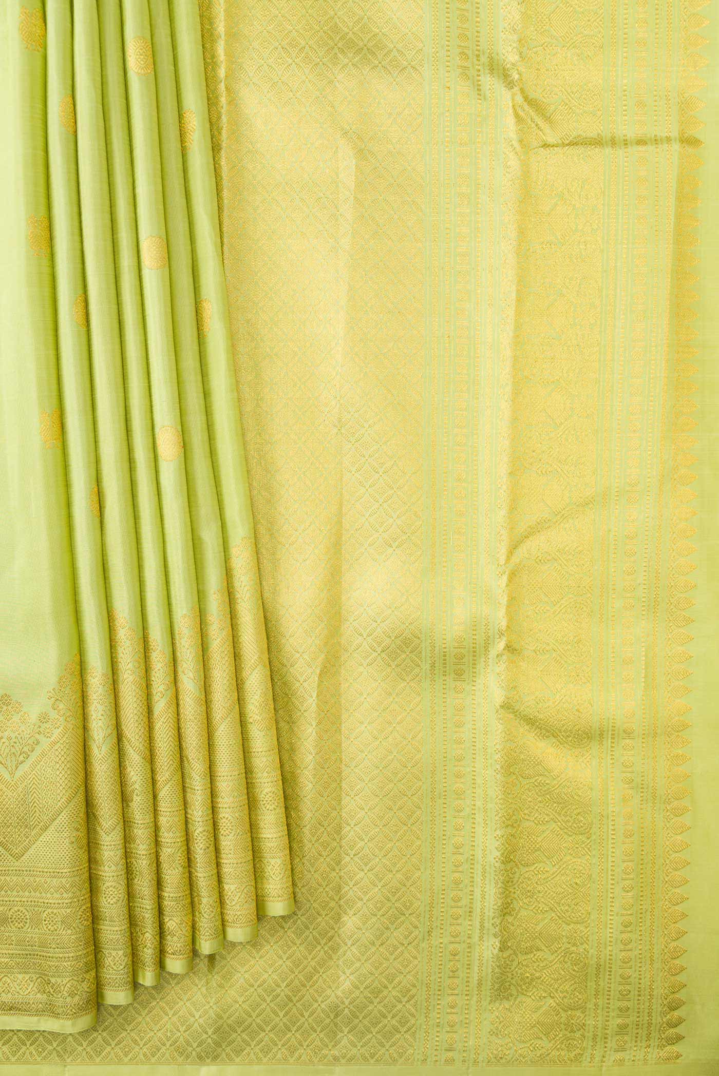 Green Dual Tone Kanjivaram Silk Saree - Image 4