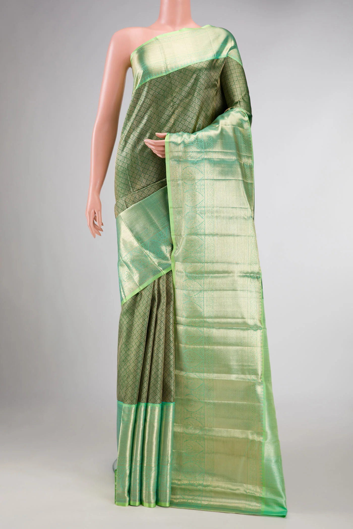 Green Dual Tone Kanchipuram Silk Saree