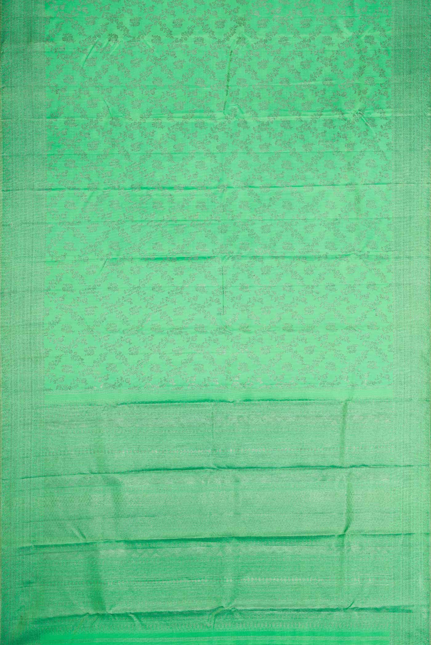 Green Dual Tone Kanjivaram Silk Saree - Image 6
