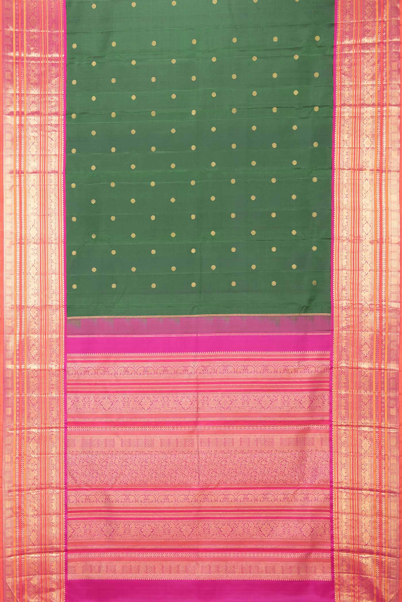 Green Dual Tone Kanjivaram Silk Saree - Image 6