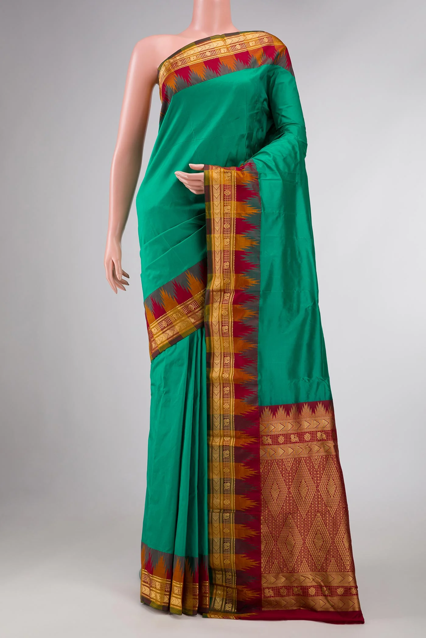 Green Bangalore Silk - kadyal Saree