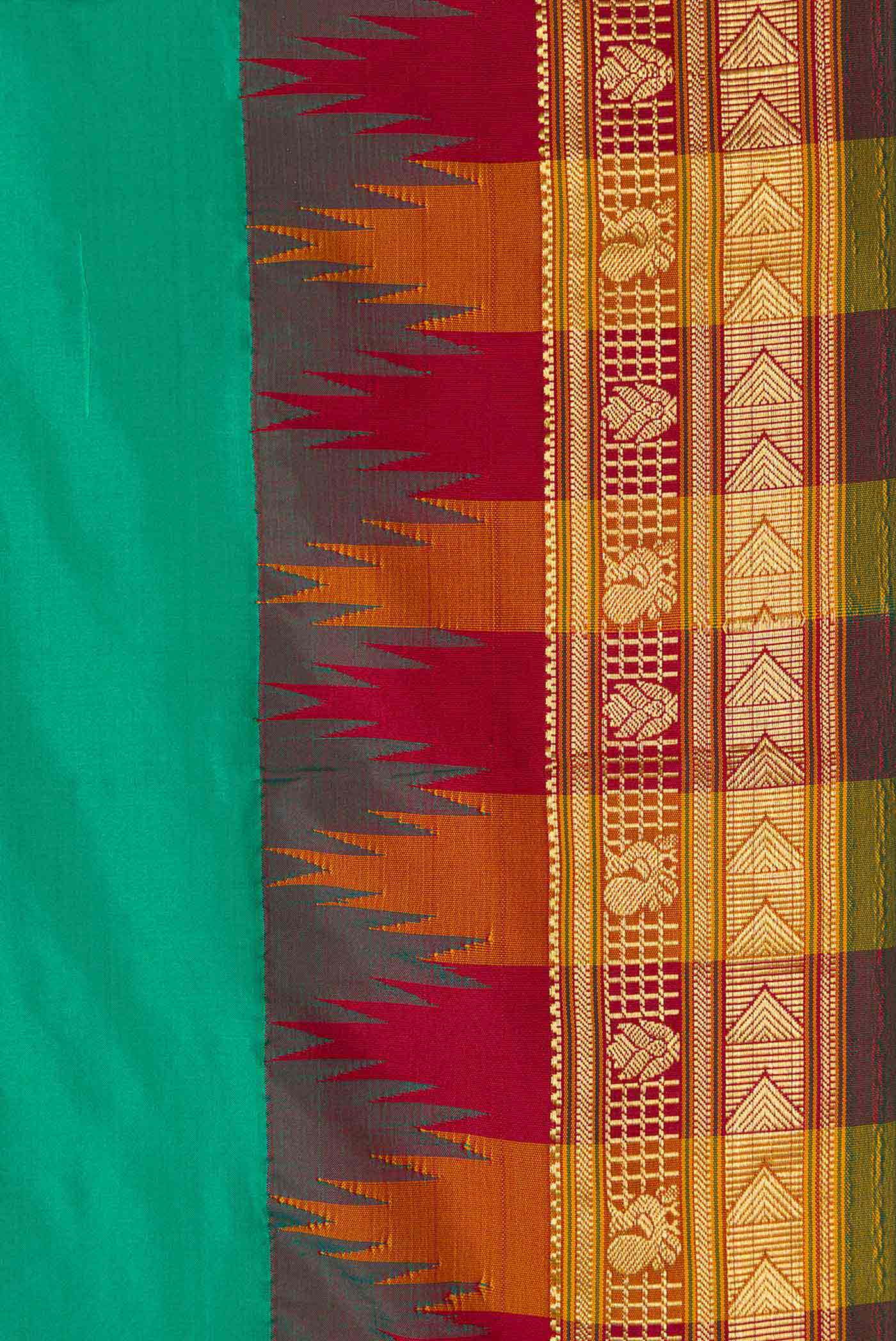 Green Bangalore Silk - kadyal Saree - Image 3