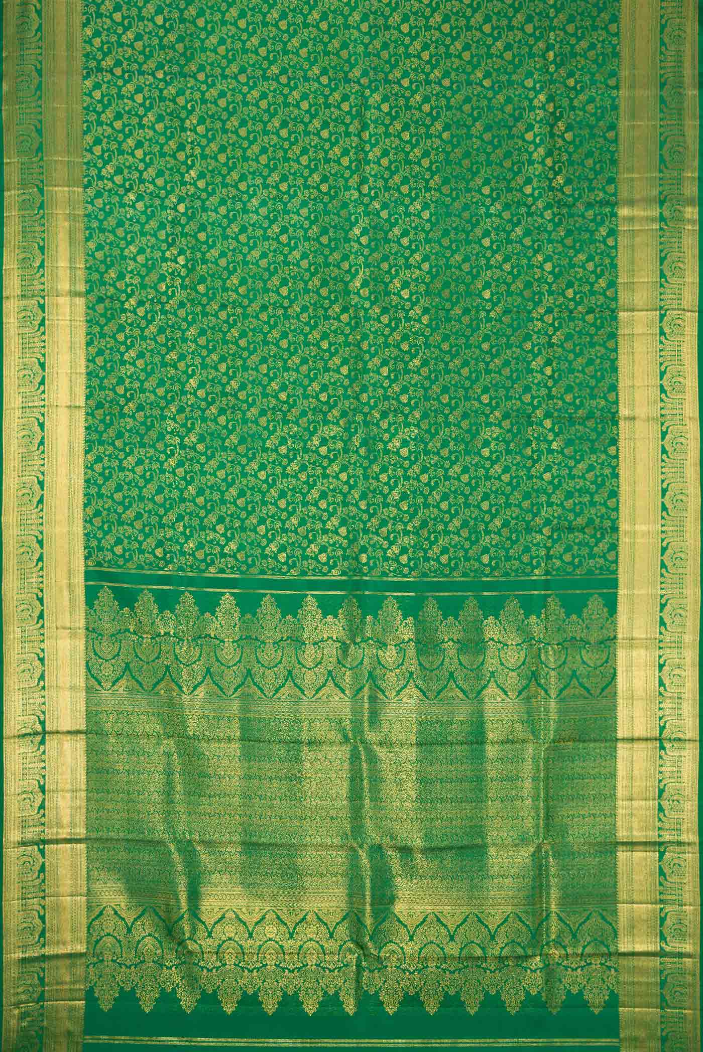 Green Dual Tone Kanjivaram Silk Saree - Image 6