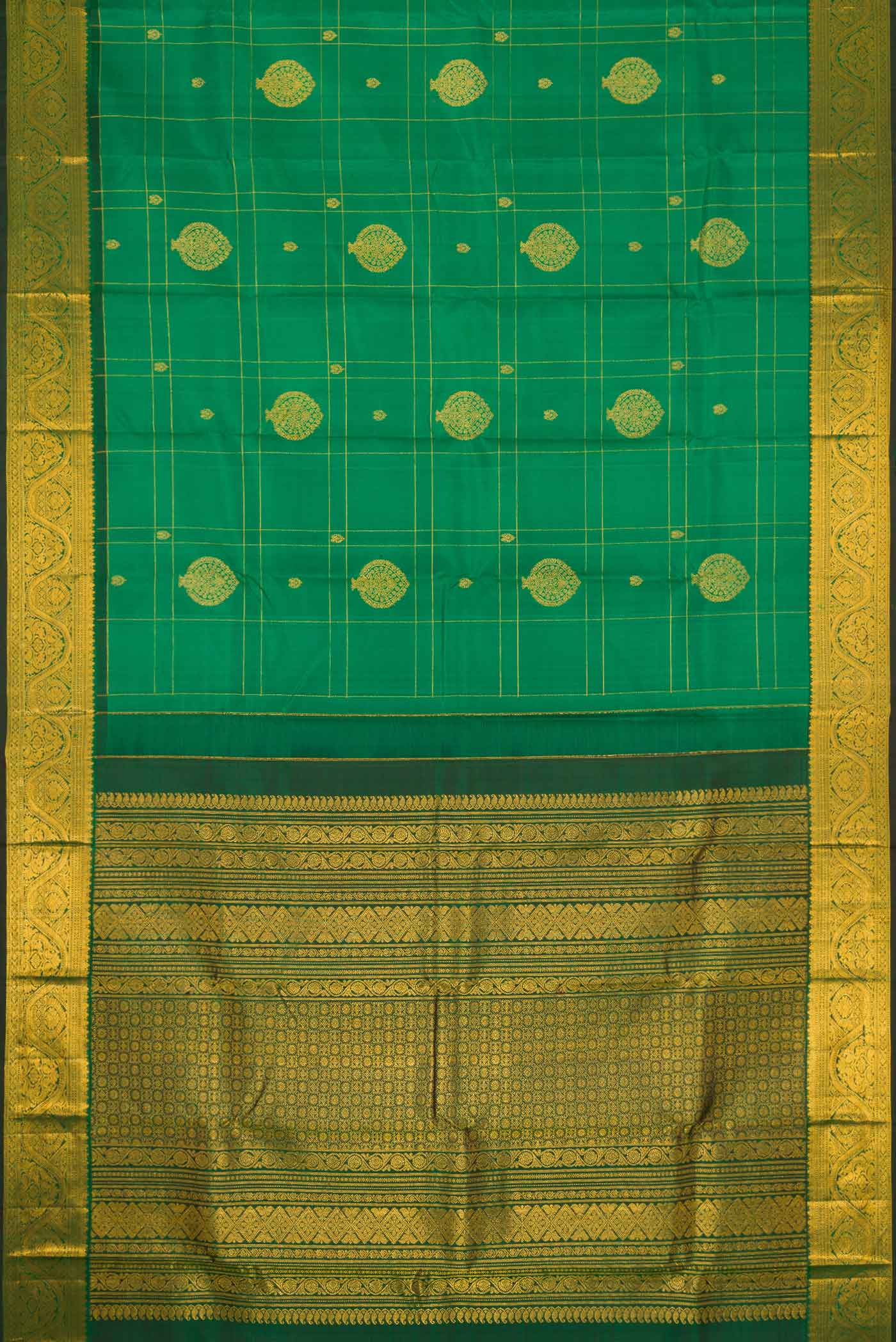 Green Dual Tone Kanjivaram Silk Saree - Image 6