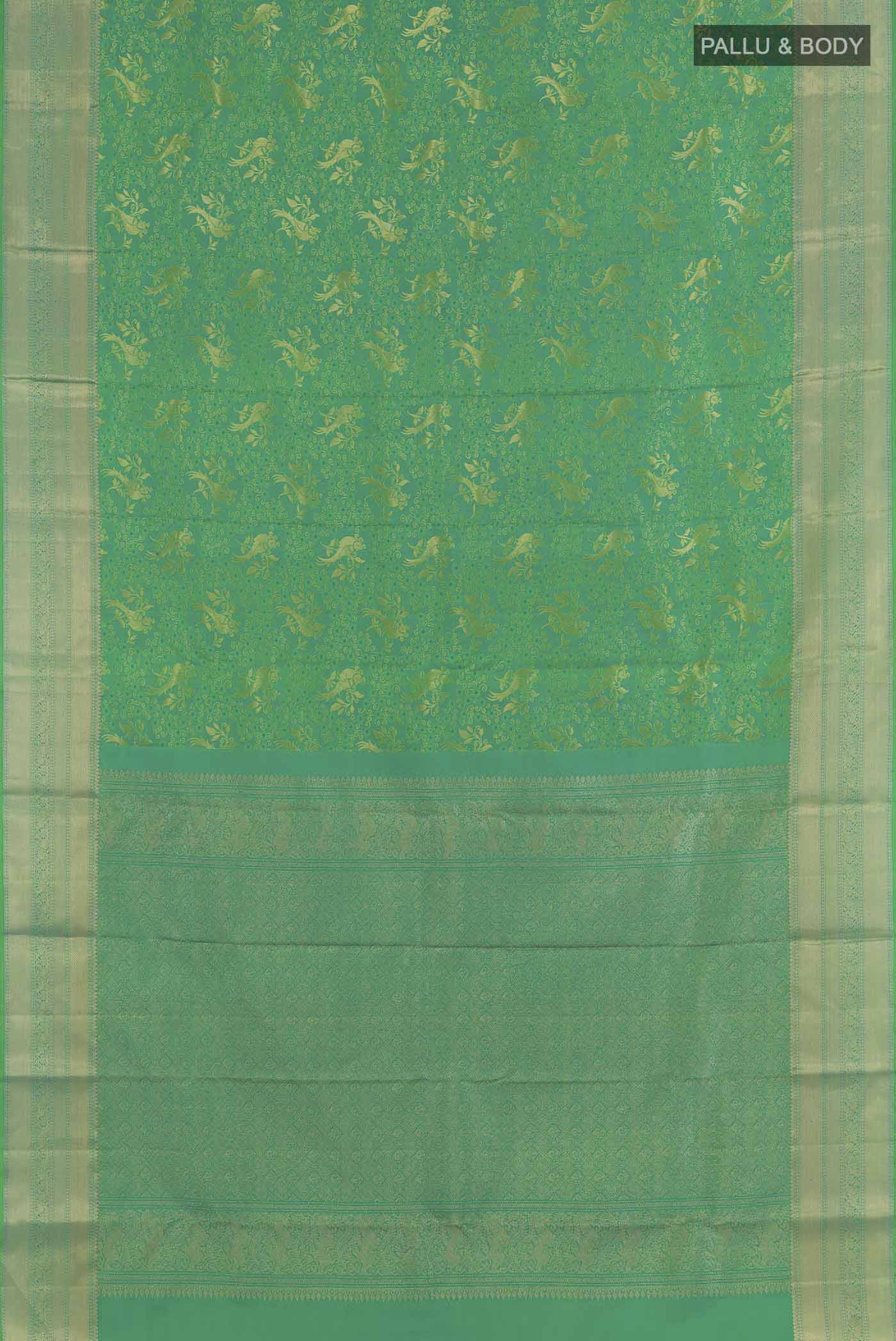 Sea Green Kanchipuram Silk Saree - Image 3