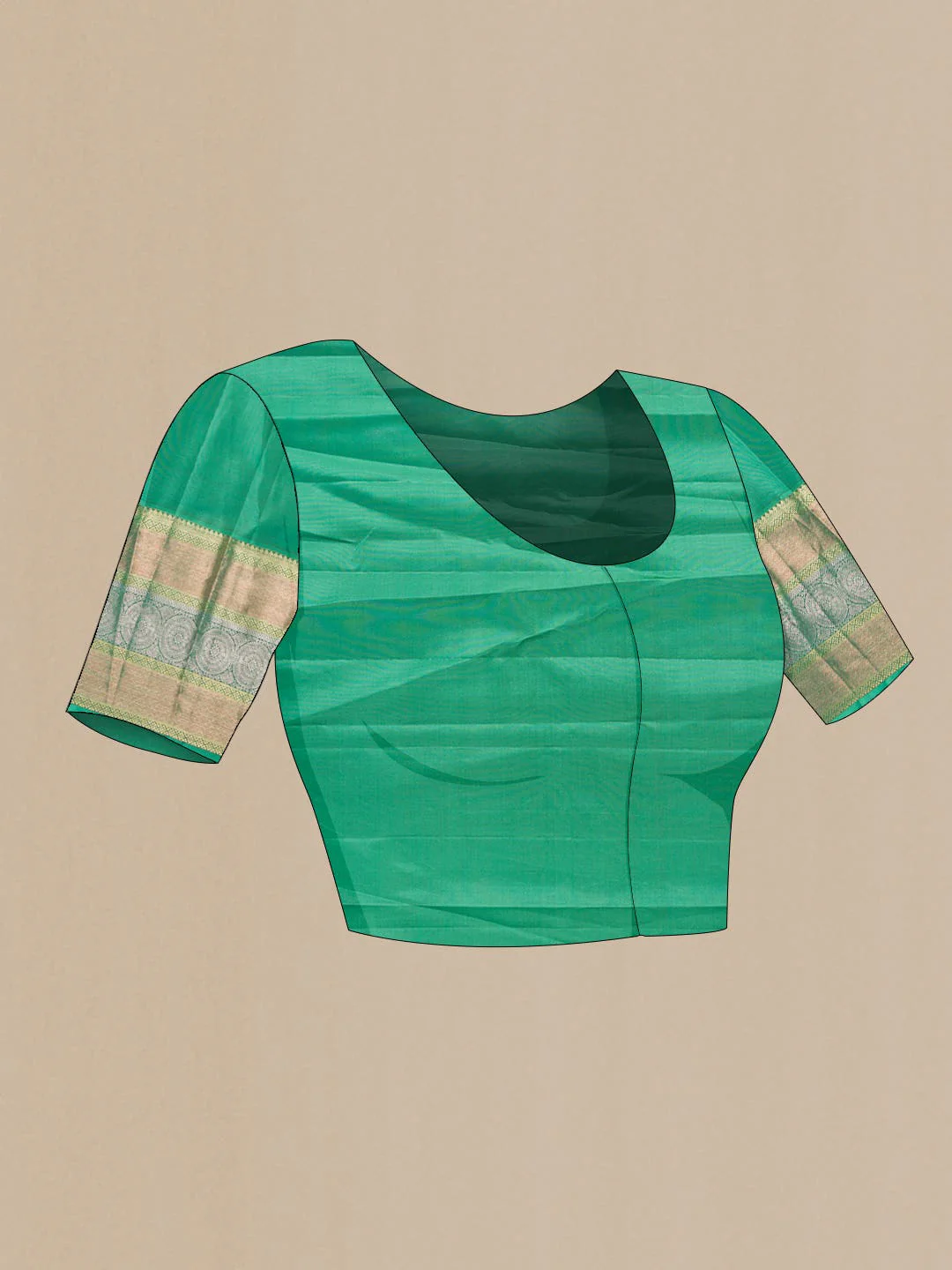 Green Dual Tone Kanchipuram Silk Saree - Image 6