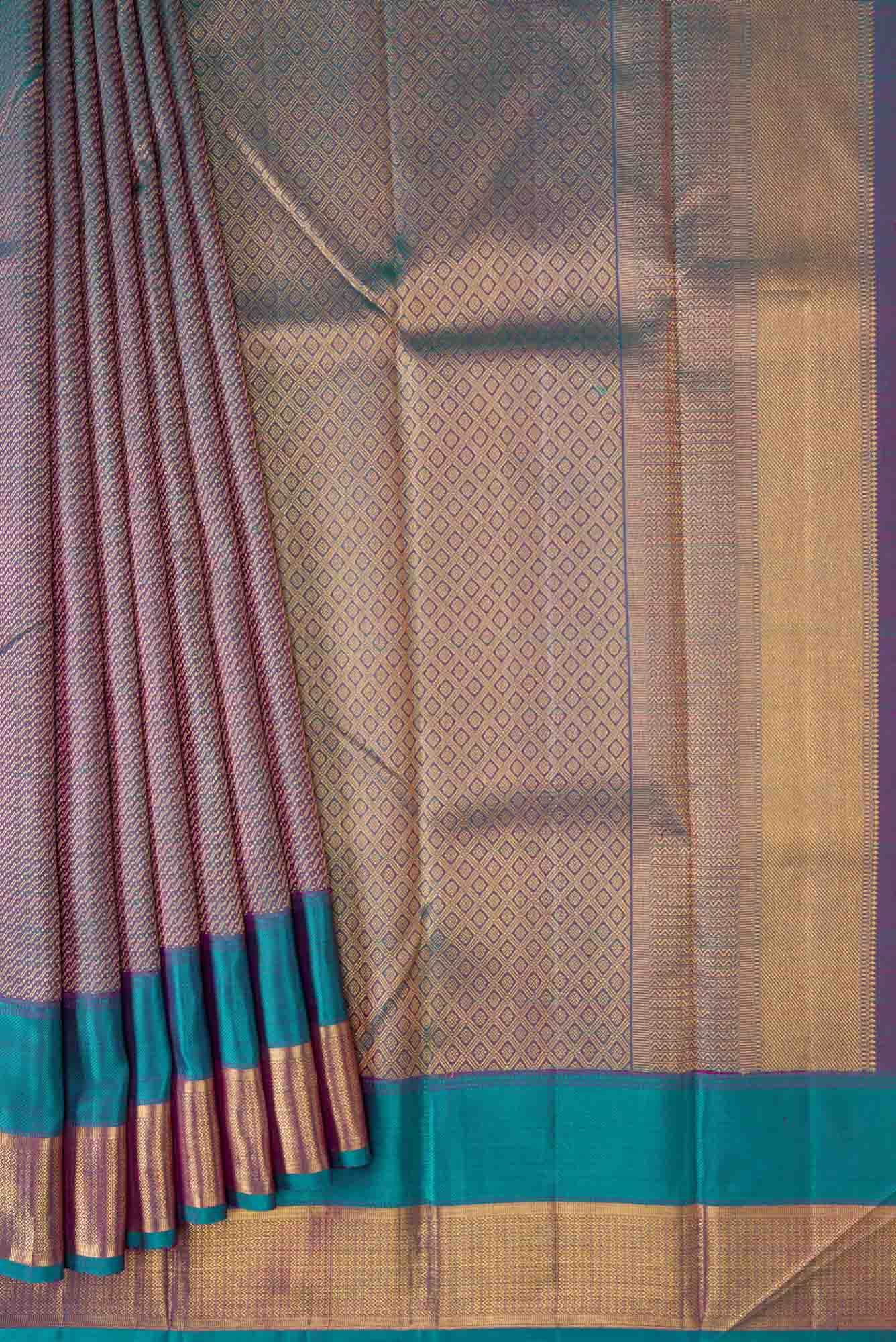Green Dual Tone Kanjivaram Silk Saree - Image 2