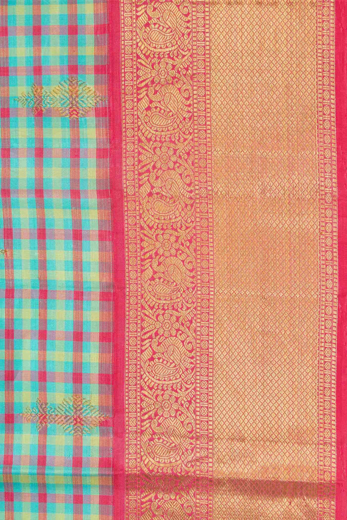 Green Dual Tone Kanchipuram Silk Saree - Image 5