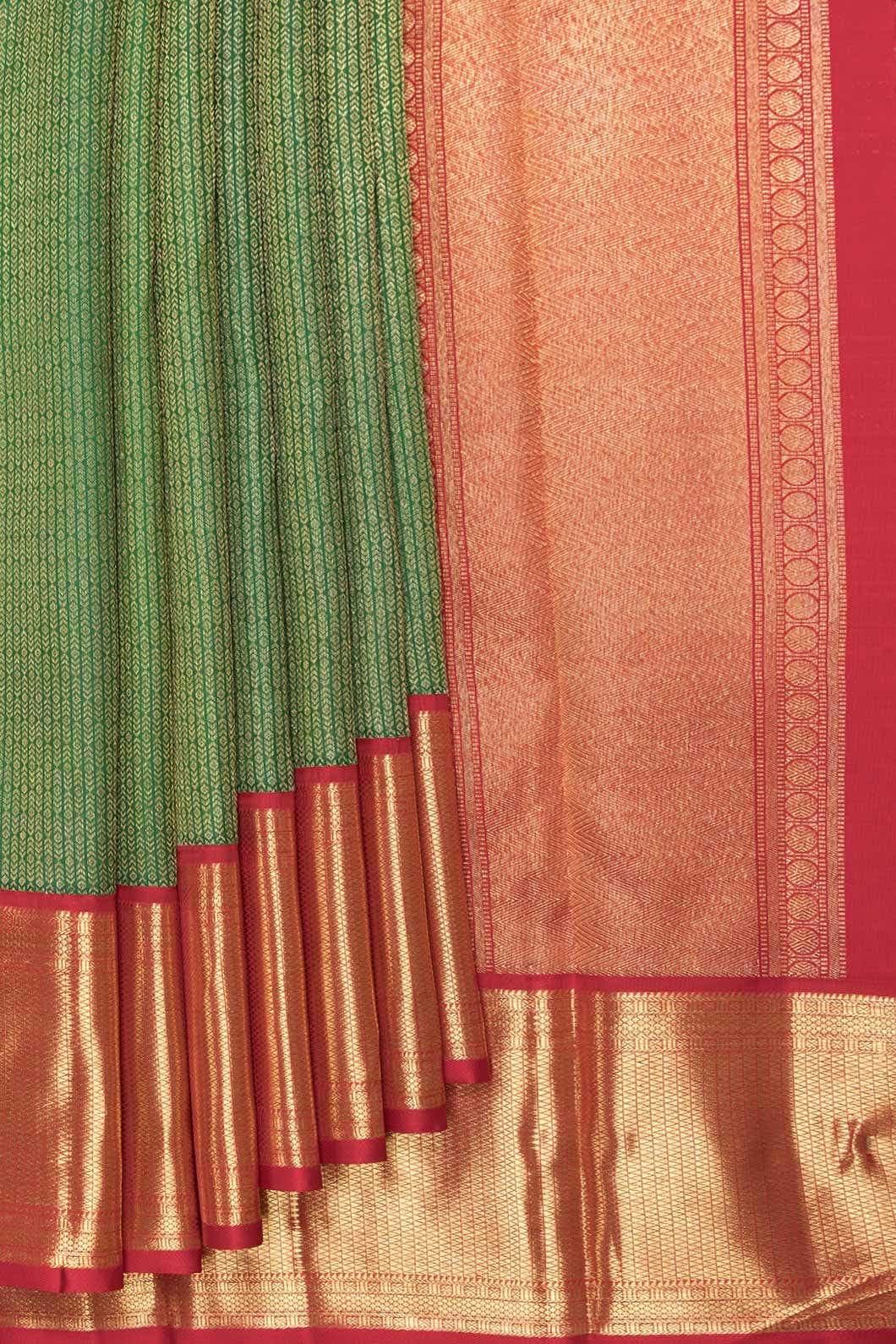 Green Dual Tone Kanchipuram Silk Saree - Image 2