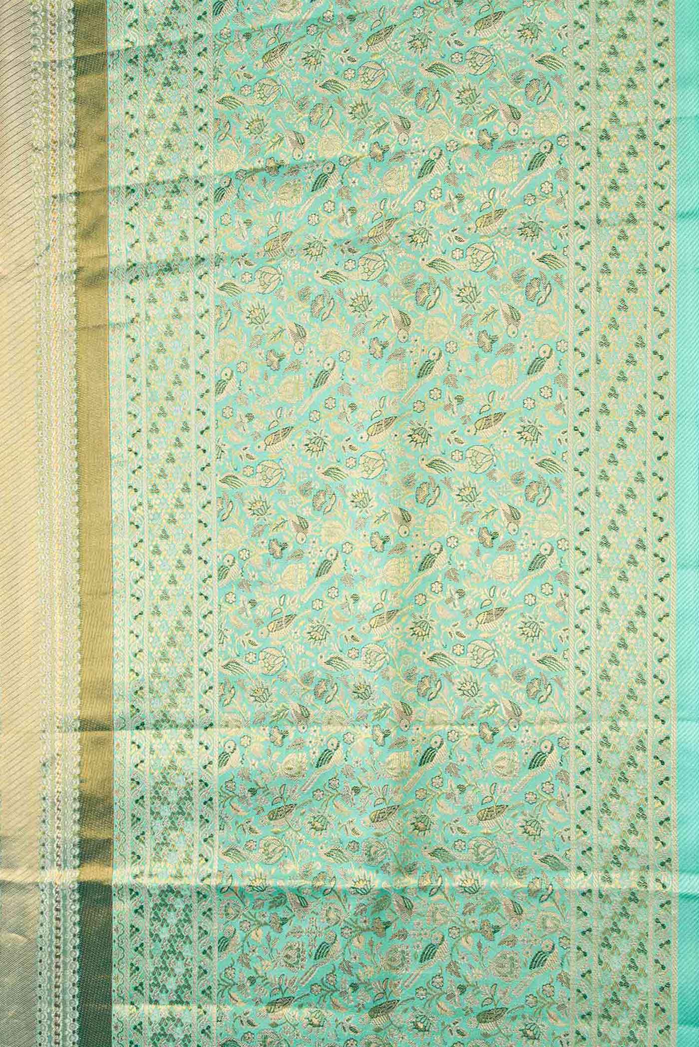 Green Dual Tone Kanchipuram Tissue Silk Saree - Image 3