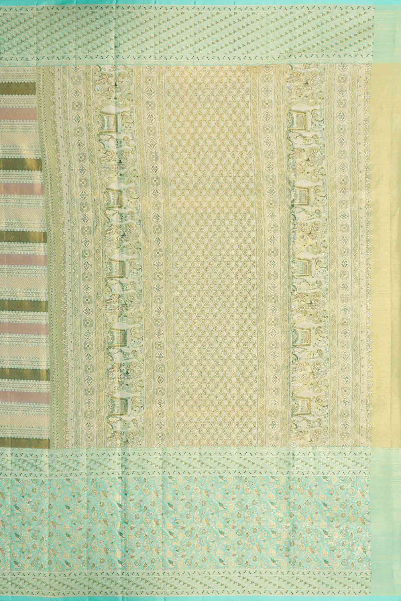 Green Dual Tone Kanchipuram Tissue Silk Saree - Image 7