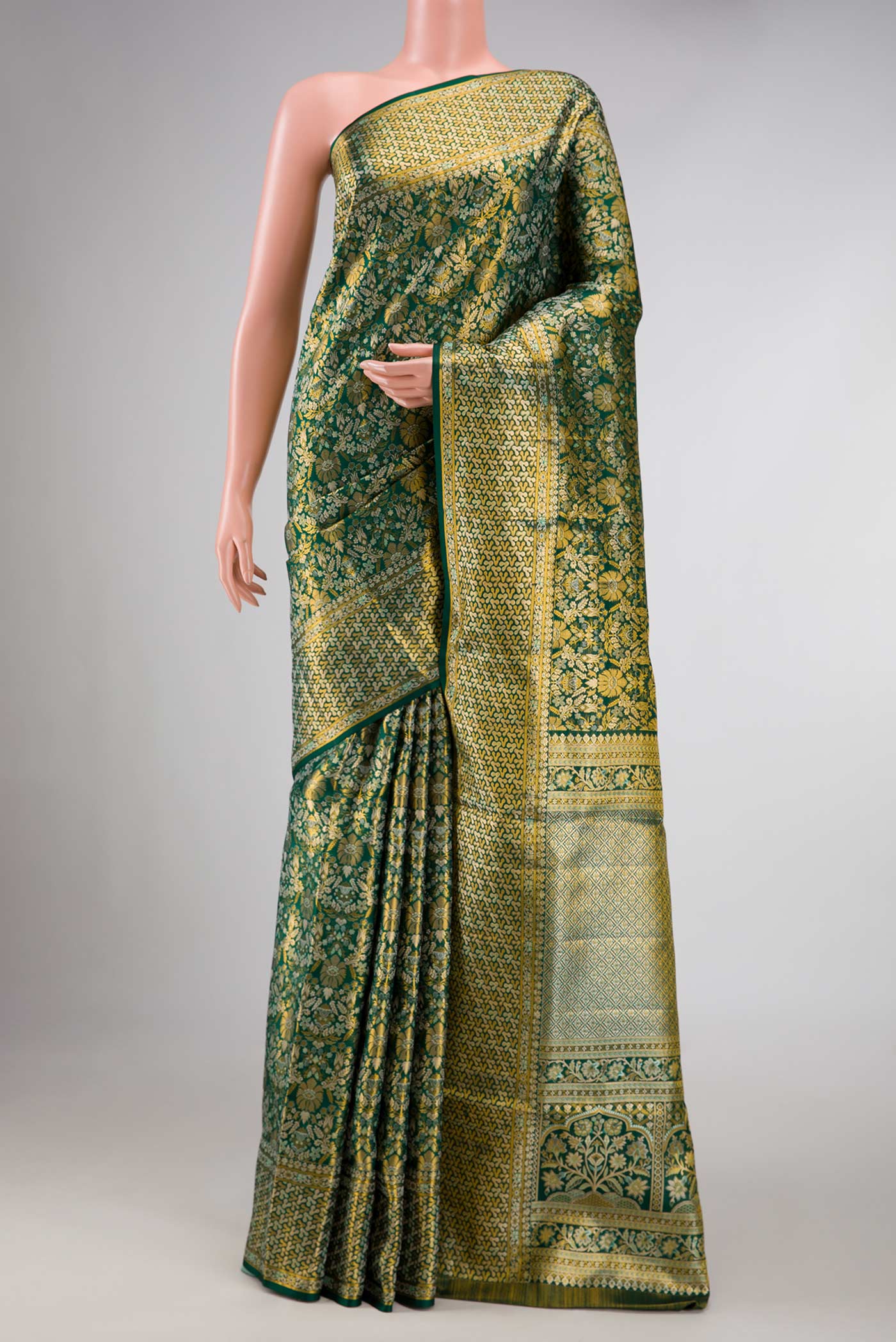 Green Dual Tone Kanchipuram Tissue Silk Saree