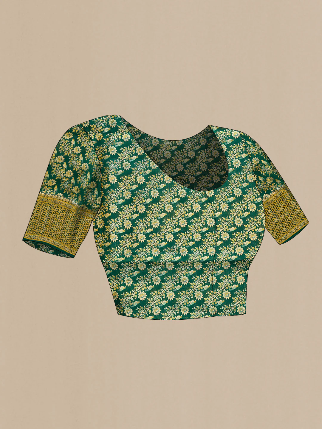 Green Dual Tone Kanchipuram Tissue Silk Saree - Image 5