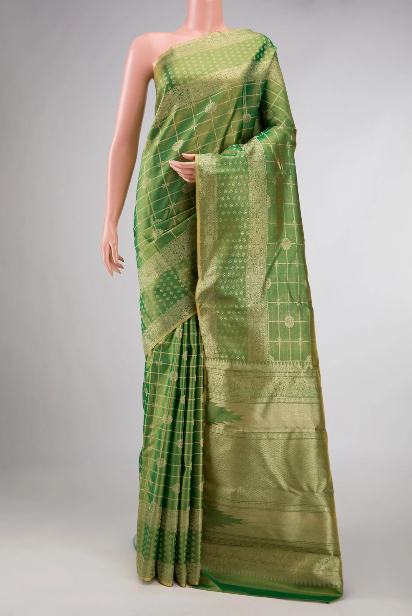 Green Dual Tone Kanchipuram Tissue Silk Saree
