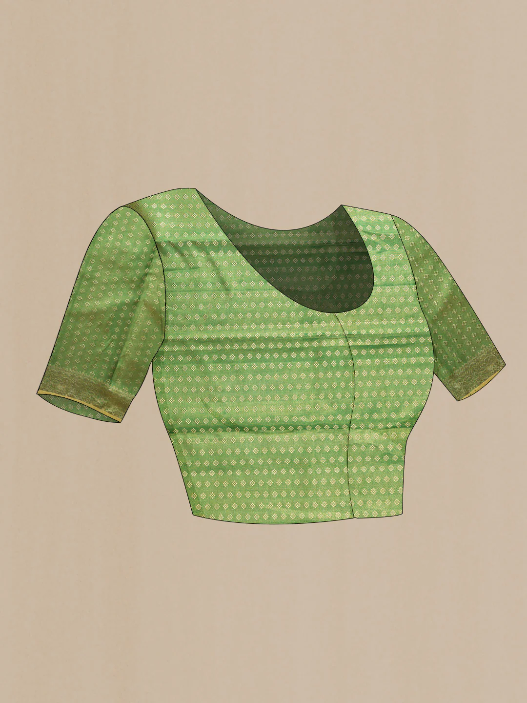 Green Dual Tone Kanchipuram Tissue Silk Saree - Image 5