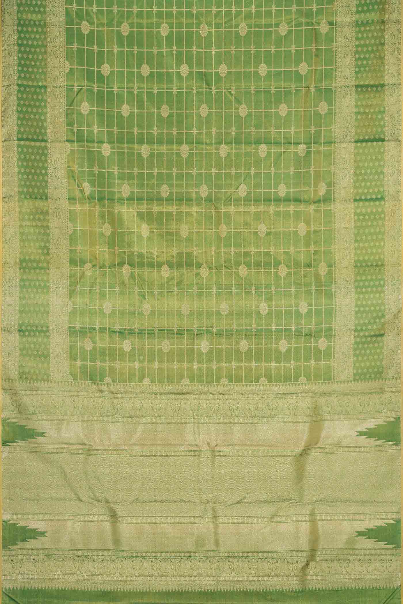 Green Dual Tone Kanchipuram Tissue Silk Saree - Image 6