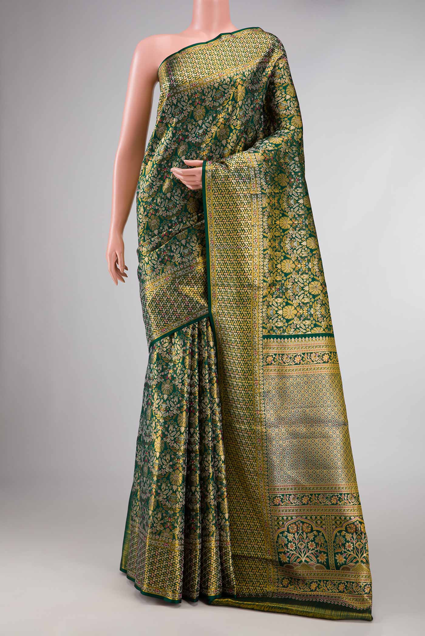 Green Dual Tone Kanchipuram Tissue Silk Saree