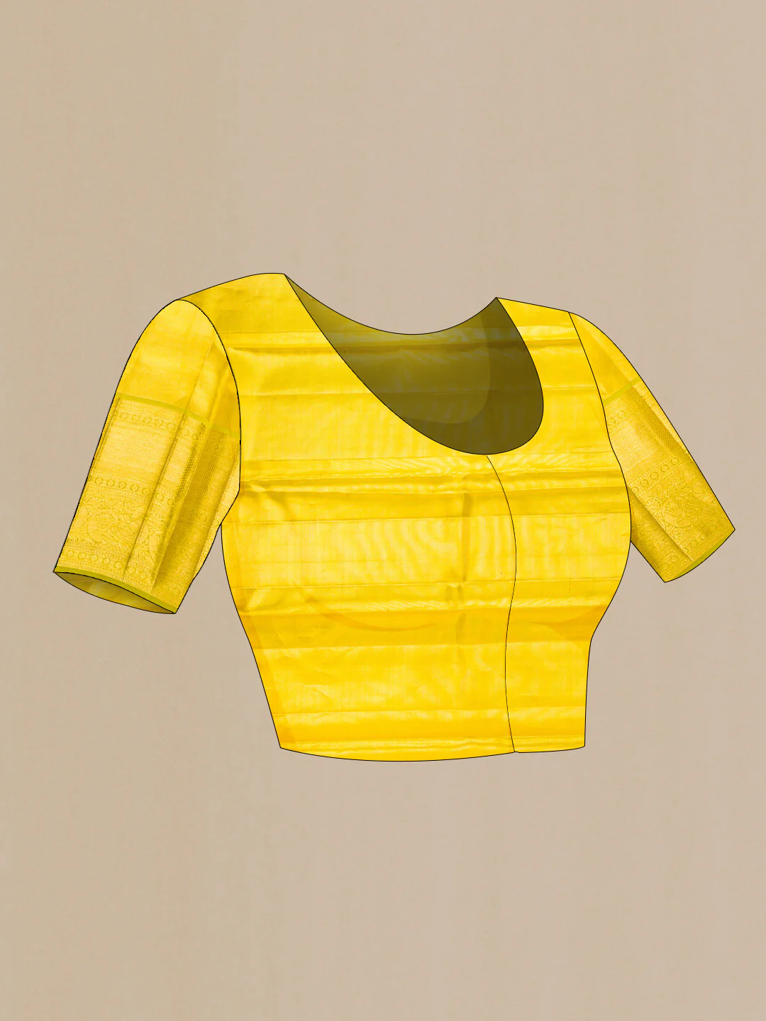 Yellow with Green Color Kanchipuram Tissue Silk Saree - Image 5