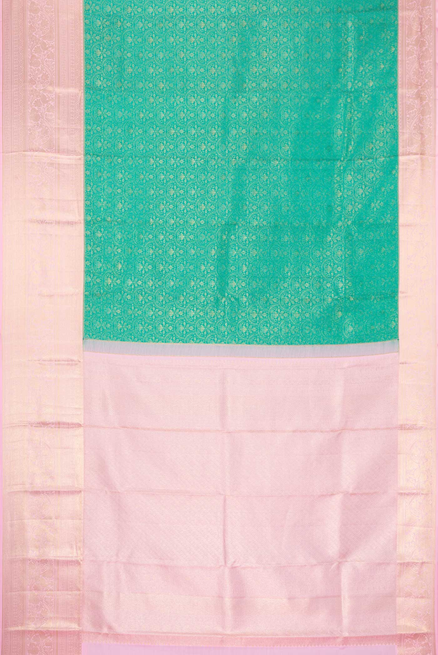 Turquoise Kanjivaram Silk Saree - Image 6