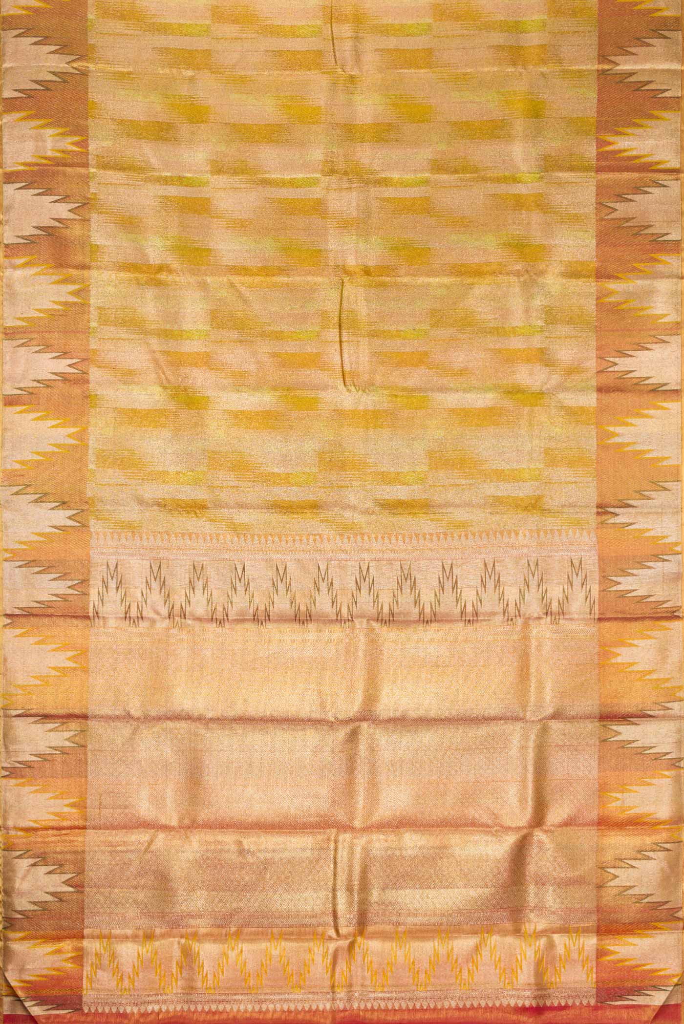 Mustard with Gold Color Kanjivaram Tissue Silk Saree - Image 6
