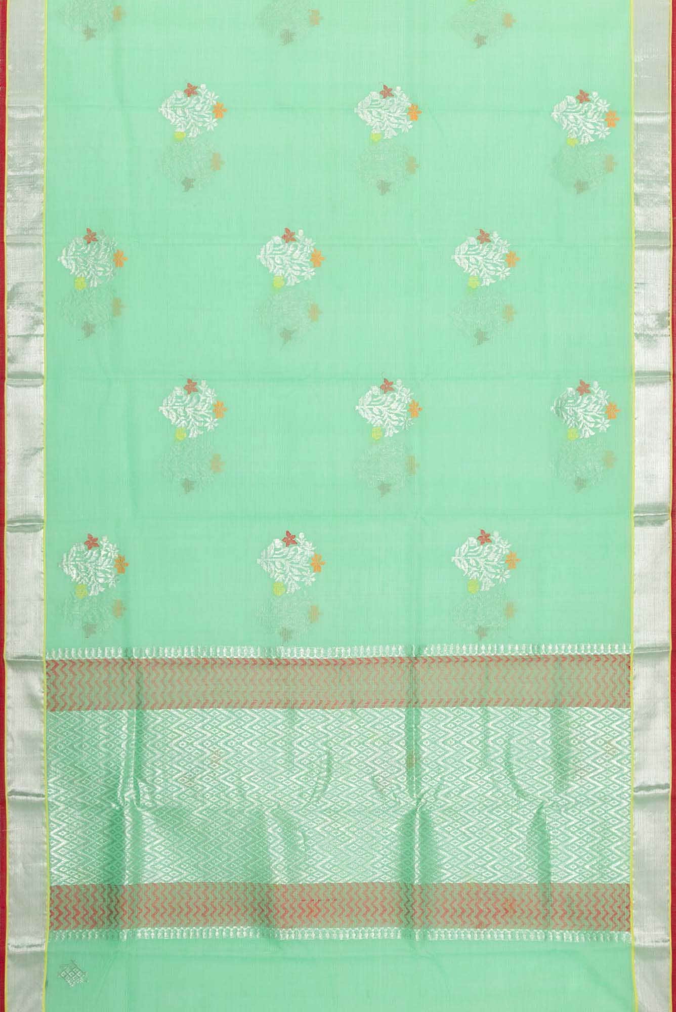 Pure Silk Pure Zari Green Dual Tone Kota Saree - Image 4
