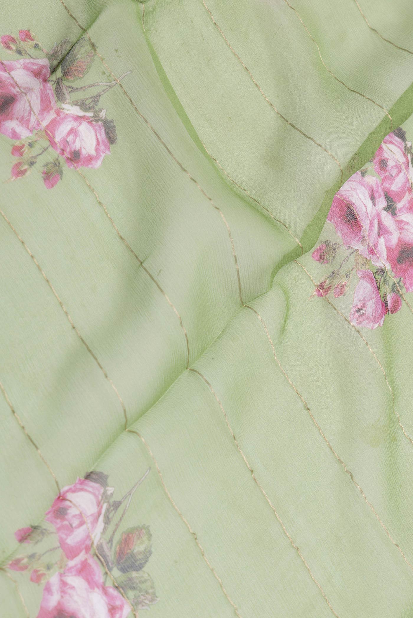 Green Dual Tone Mysore Chiffon Saree - Image 2