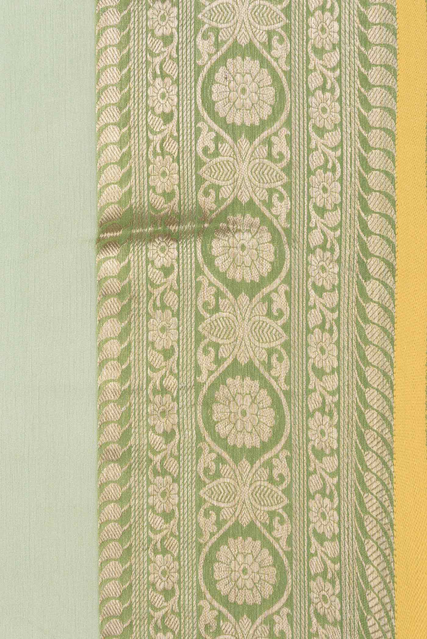 Green Dual Tone Mysore Chiffon Saree - Image 3