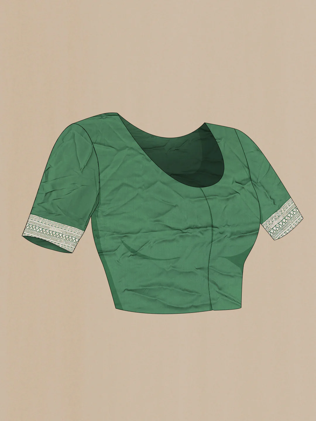 Green Dual Tone Mysore Crepe Saree - Image 4