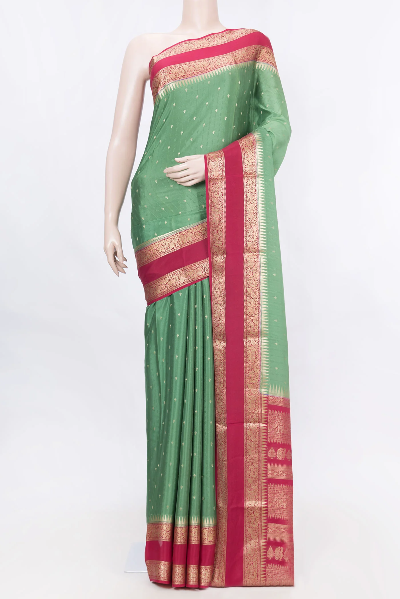 Green Dual Tone Mysore Crepe Saree