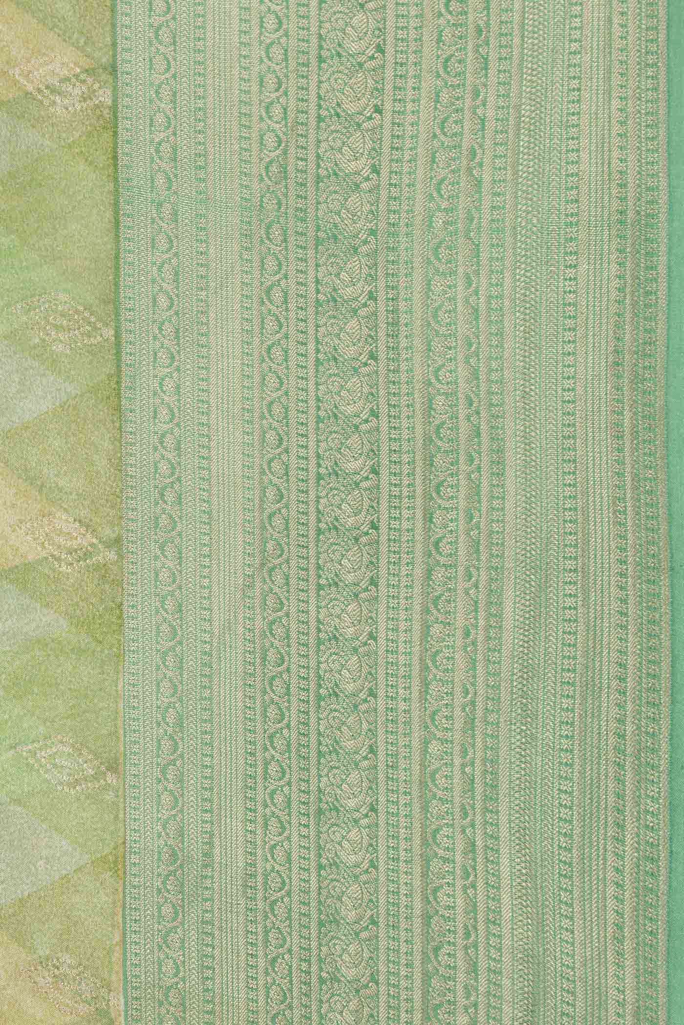 Green Dual Tone Mysore Crepe Saree - Image 3