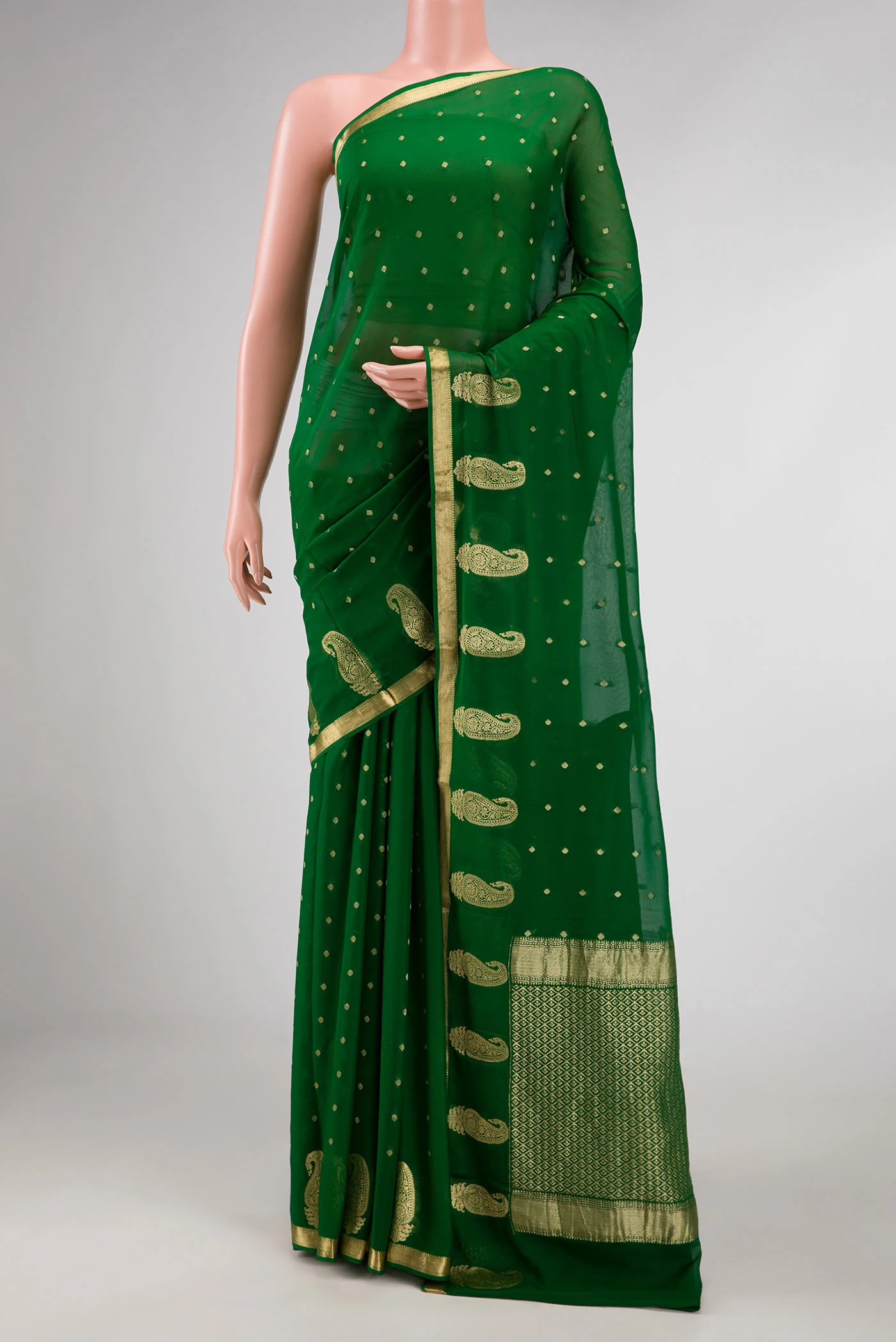 Green Dual Tone Mysore Georgette Saree