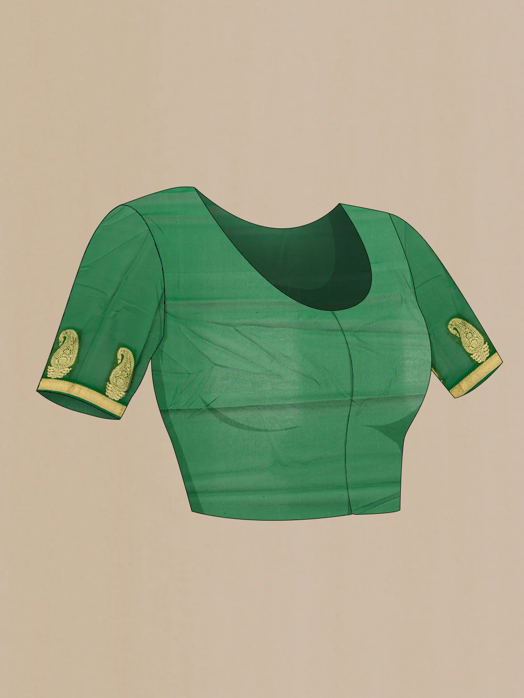 Green Dual Tone Mysore Georgette Saree - Image 4