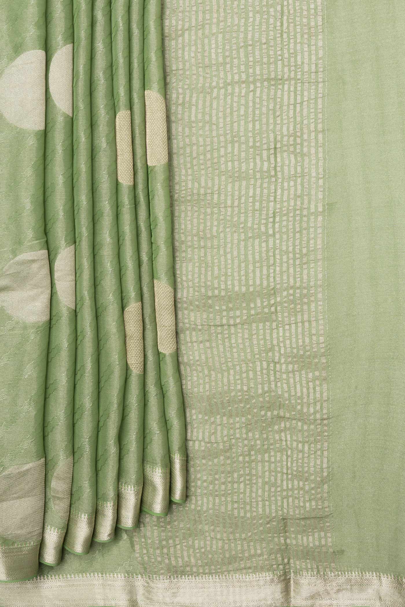 Green Dual Tone Mysore Georgette Saree - Image 4