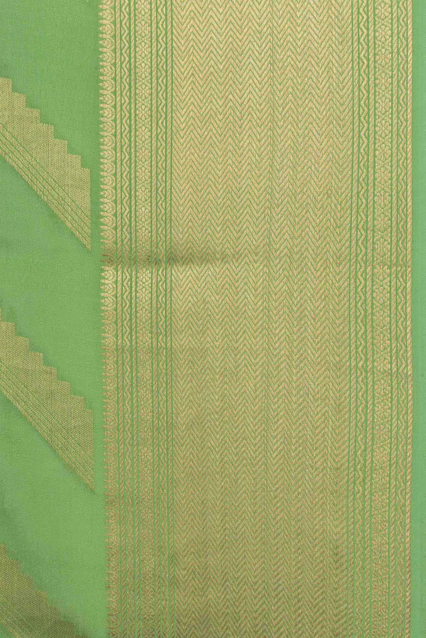 Green Mysore Crepe Saree - Image 3