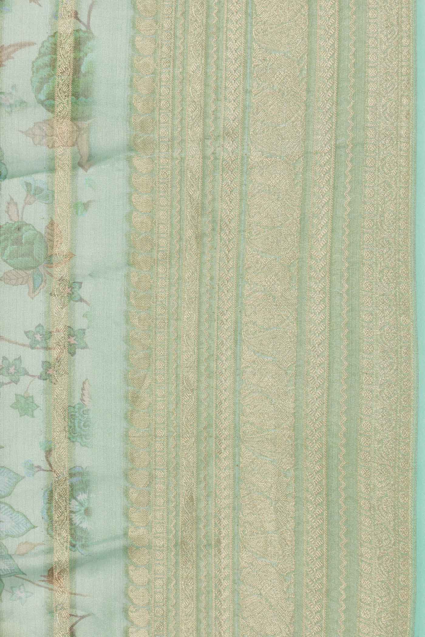 Green Dual Tone Mysore Georgette Saree - Image 3