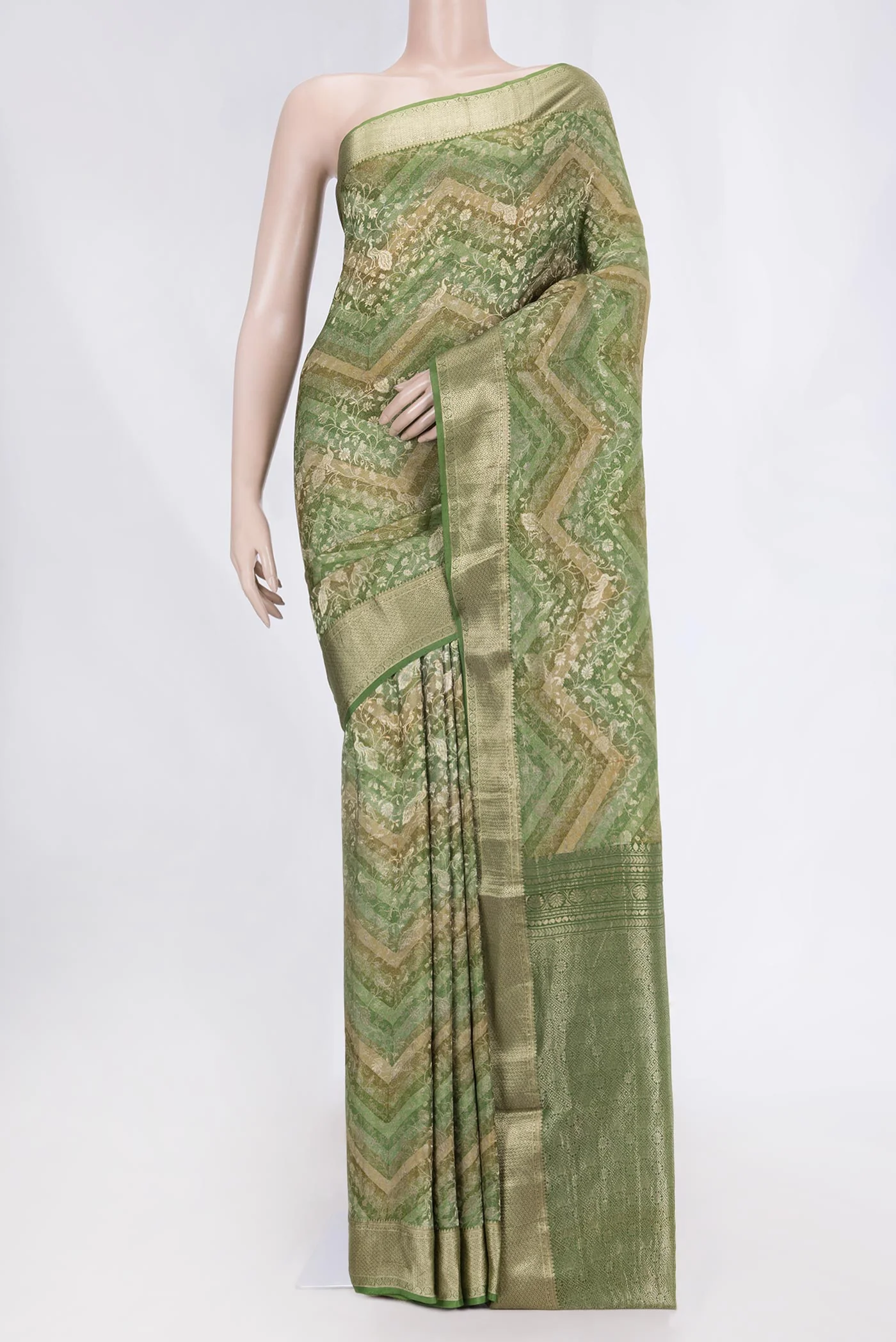 Green Mysore Crepe Saree