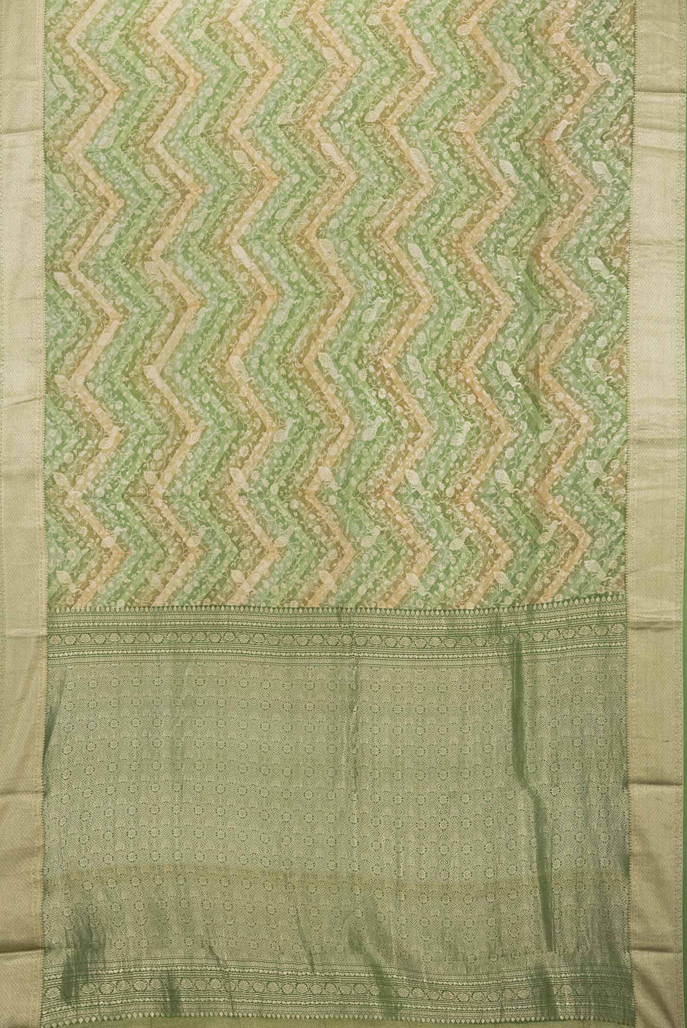 Green Mysore Crepe Saree - Image 6