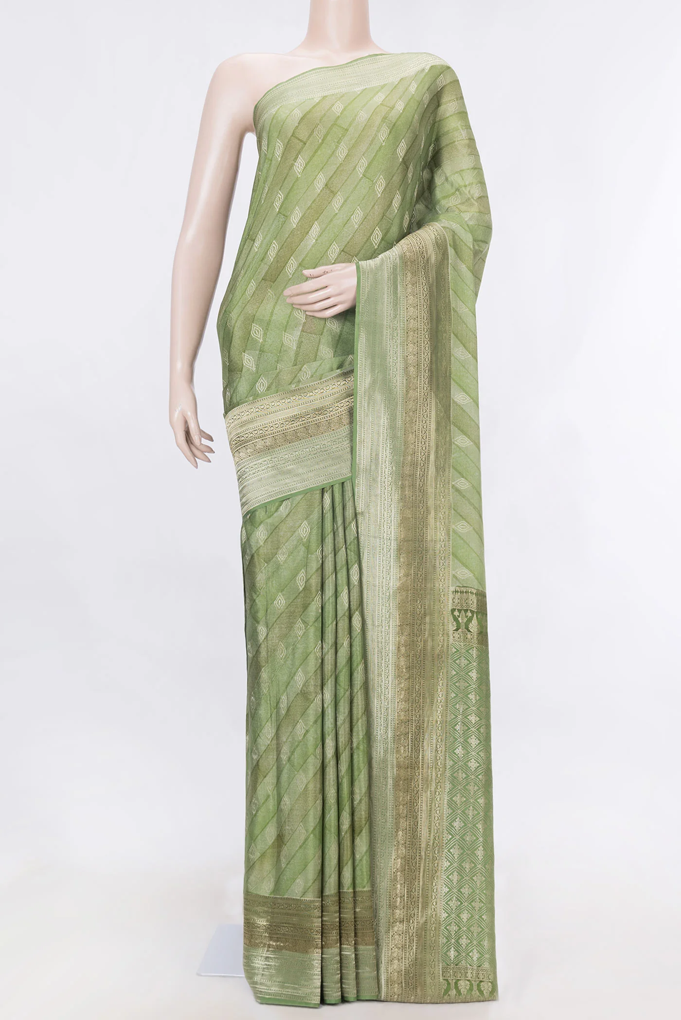Green Dual Tone Mysore Georgette Saree
