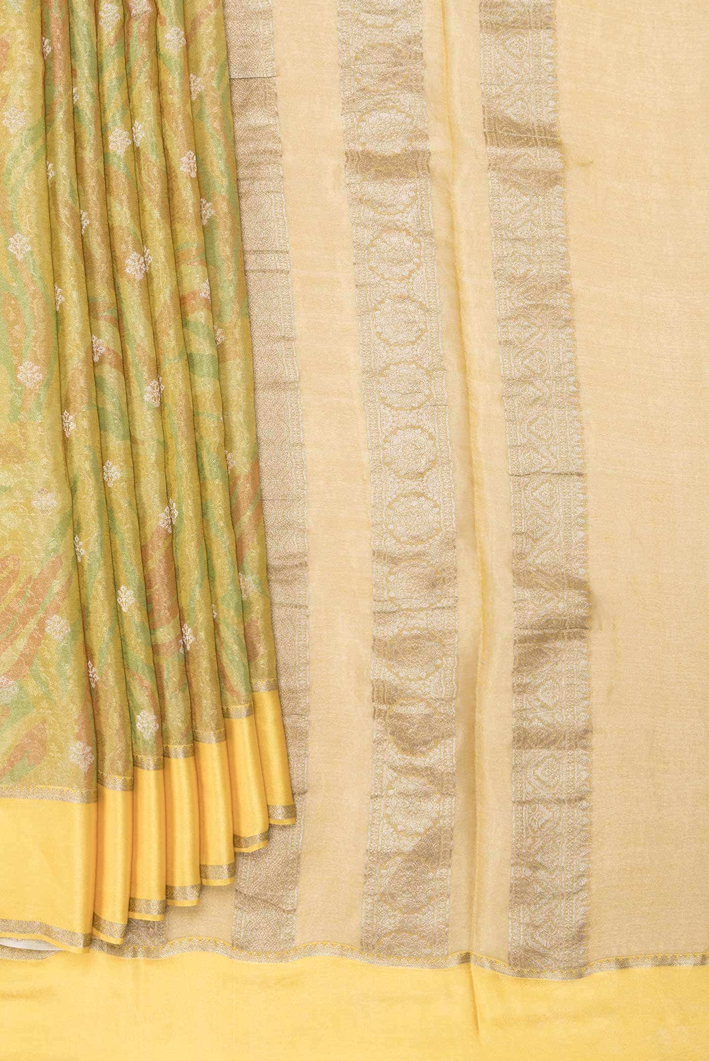 Green Dual Tone Mysore Georgette Saree - Image 2