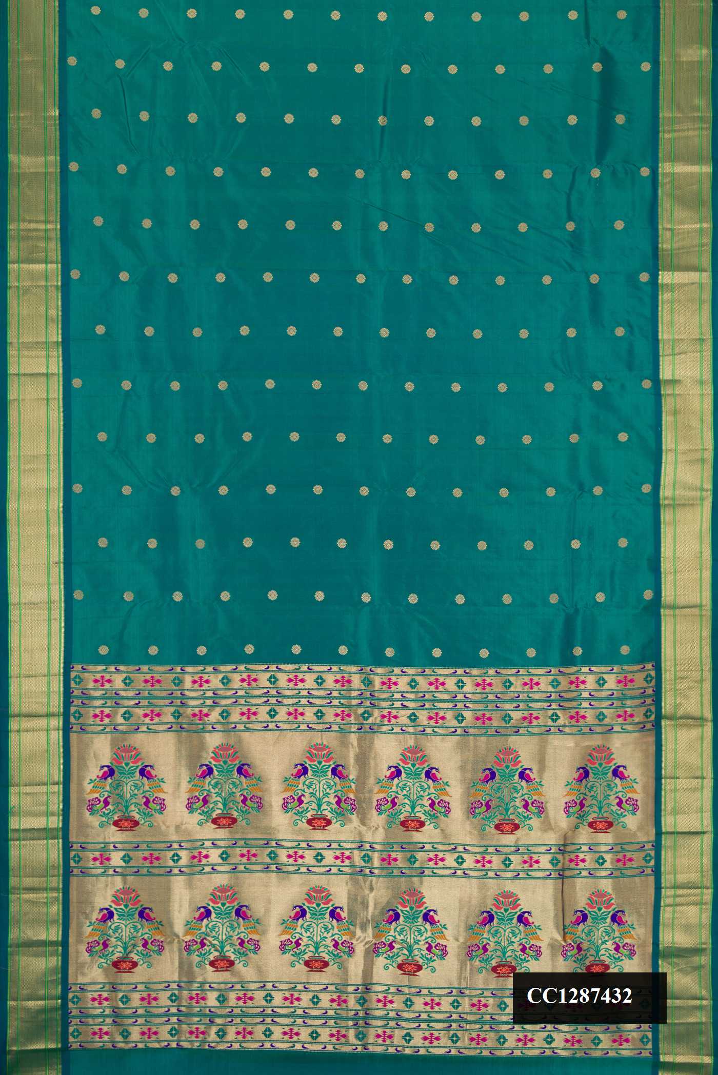 Green Dual Tone Paithani Silk Saree