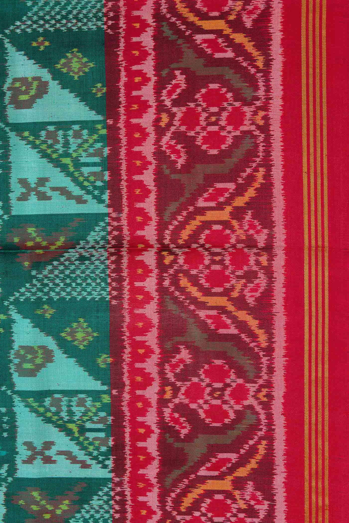 Green Dual Tone Rajkot Patola Silk Saree - Image 3