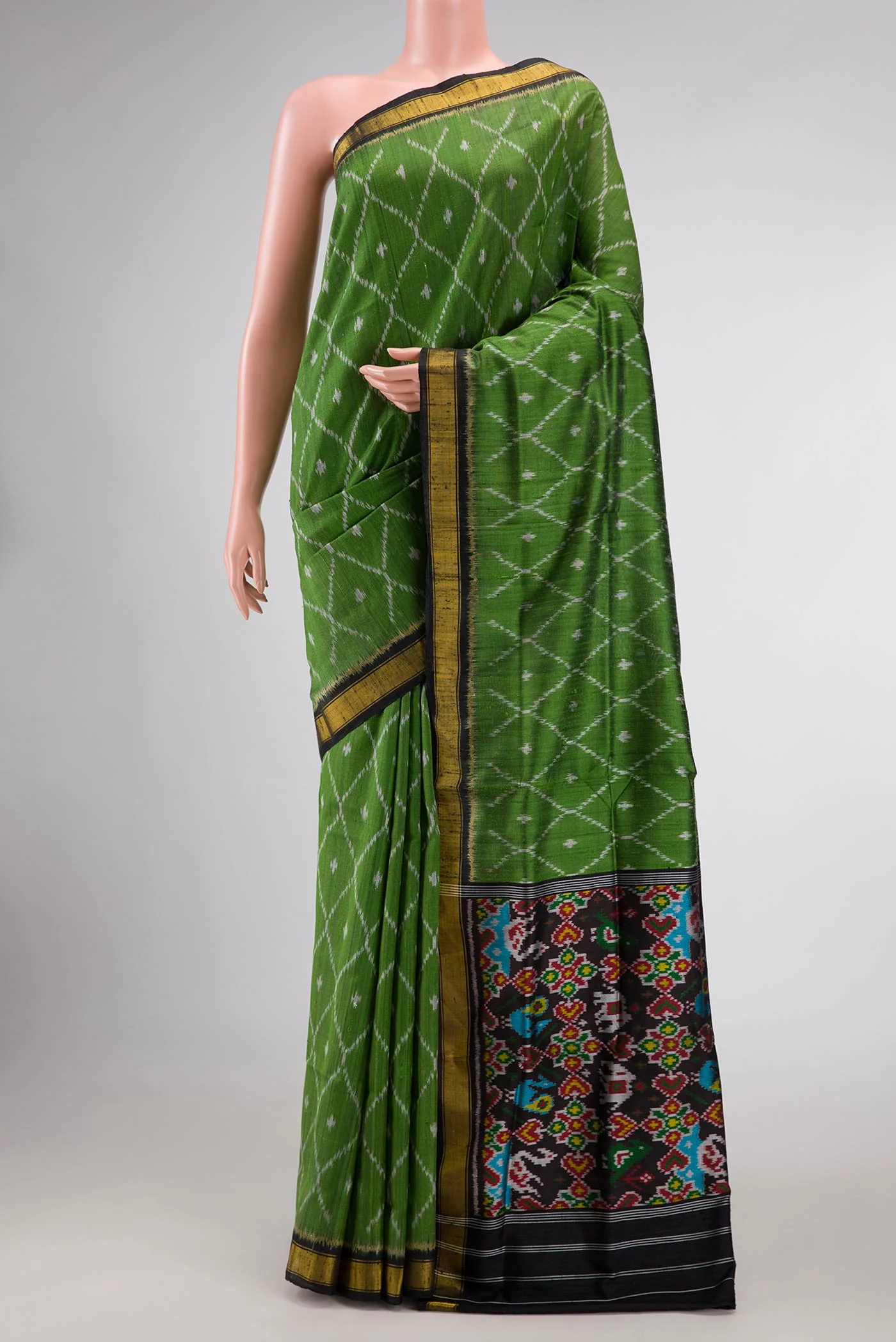 Green Dual Tone Rajkot Patola Silk Saree