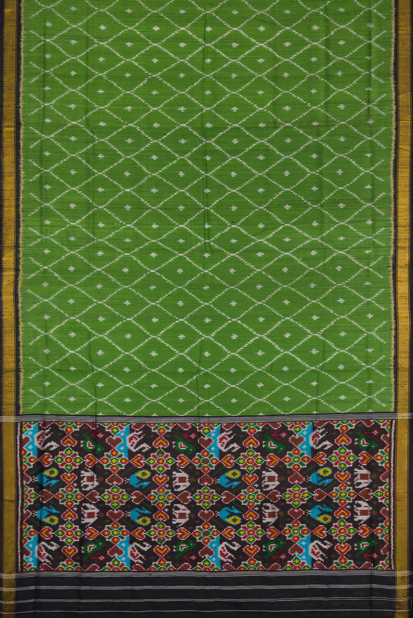 Green Dual Tone Rajkot Patola Silk Saree - Image 6