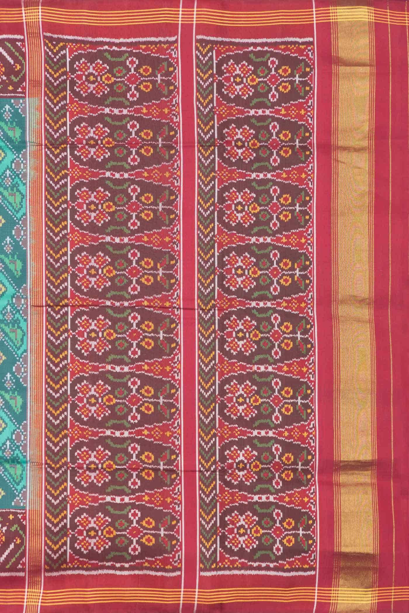 Green Dual Tone Rajkot Patola Silk Saree - Image 5