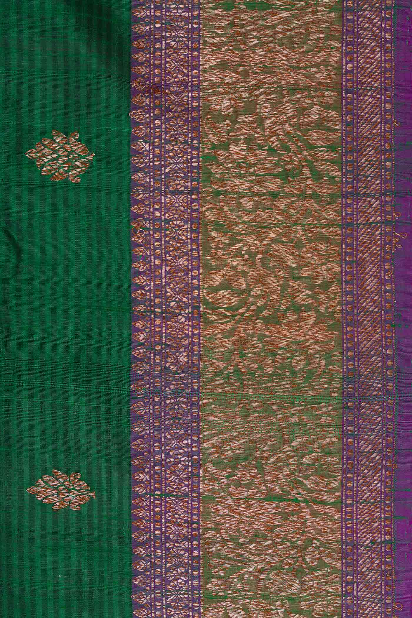 Bottle Green Banarasi Tussar Silk Saree - Image 3