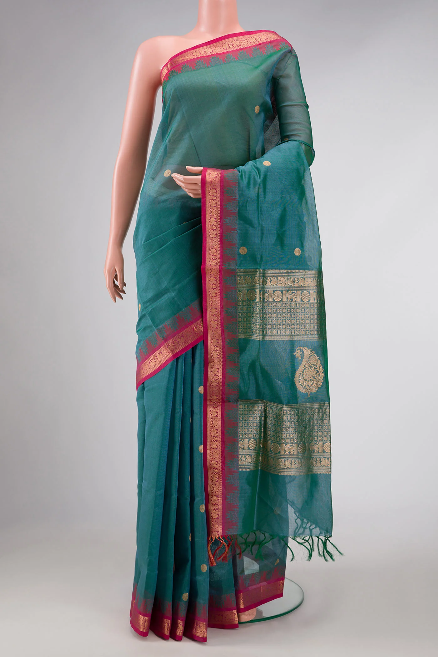 Green Dual Tone Silk Cotton Saree