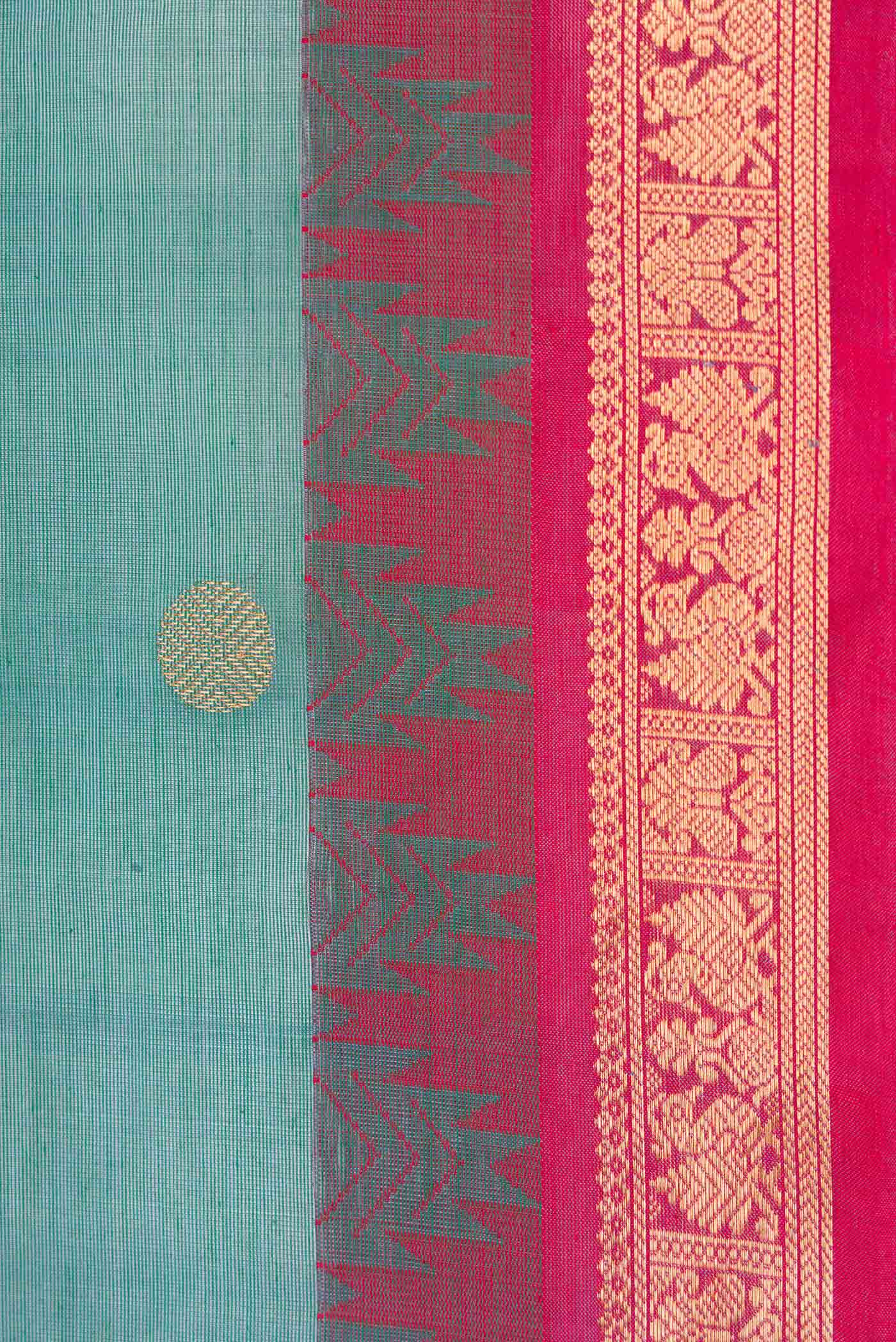 Green Dual Tone Silk Cotton Saree - Image 3