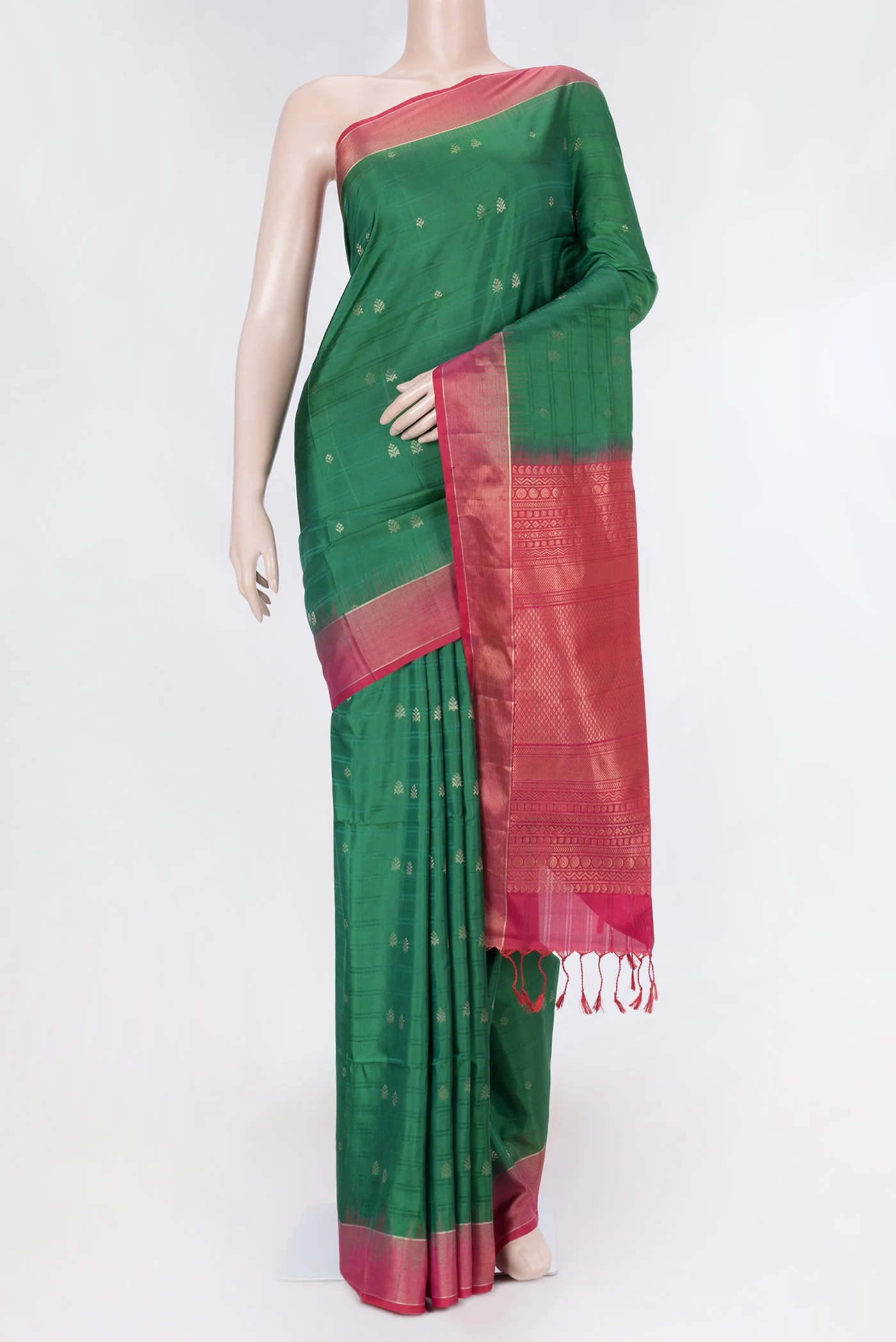 Green Dual Tone Soft Silk Saree